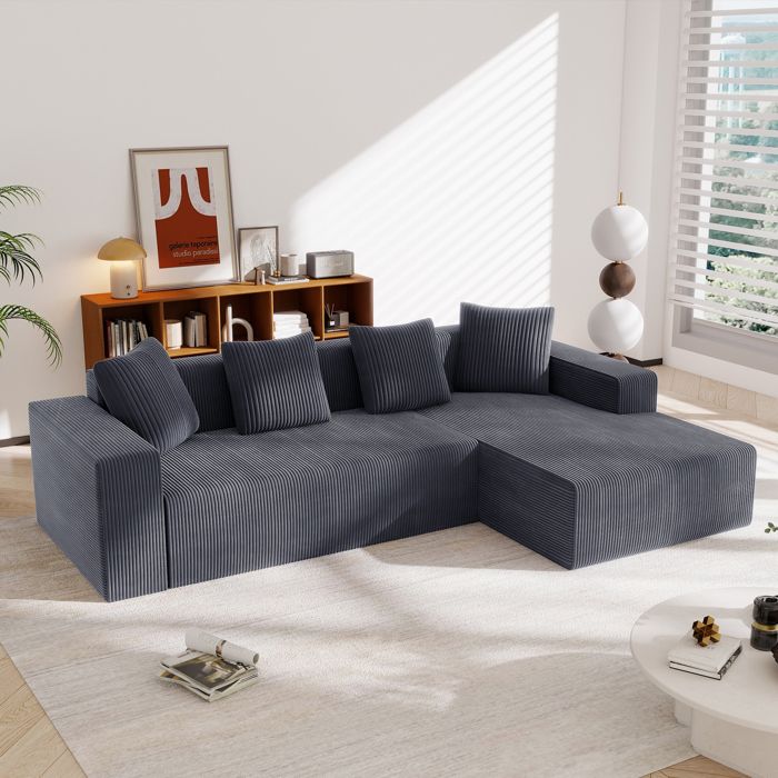 Canapé Modulable sans Structure Canapé 3 Places Cloud entièrement compressé Chaise Longue en Velours côtelé GRIS Canapé Modulable sans Structure Canapé 3 Places Cloud entièrement compressé Chaise Longue en Velours côtelé GRIS