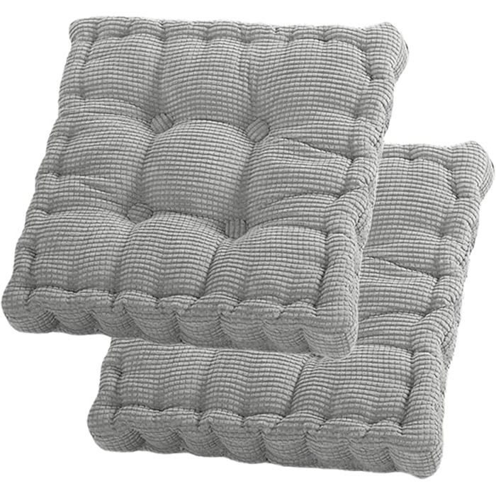 Seat cushions set of 2 floor pillows 40x40 cm chair pad cotton padding light grey