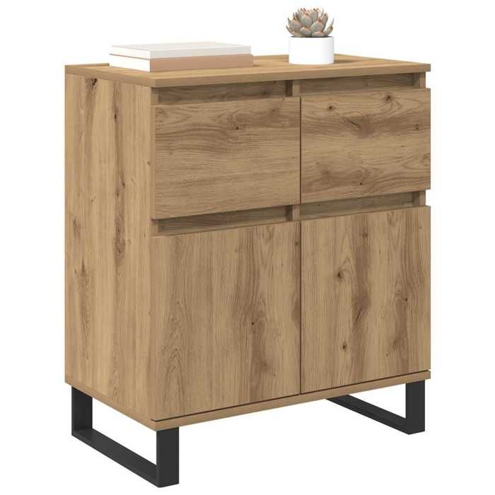 Buffet bahut - vidaXL - bois dingénierie - chêne artisanal - 2 portes - grand rangement - 60 x 35 x 70 cm 43pbu25r