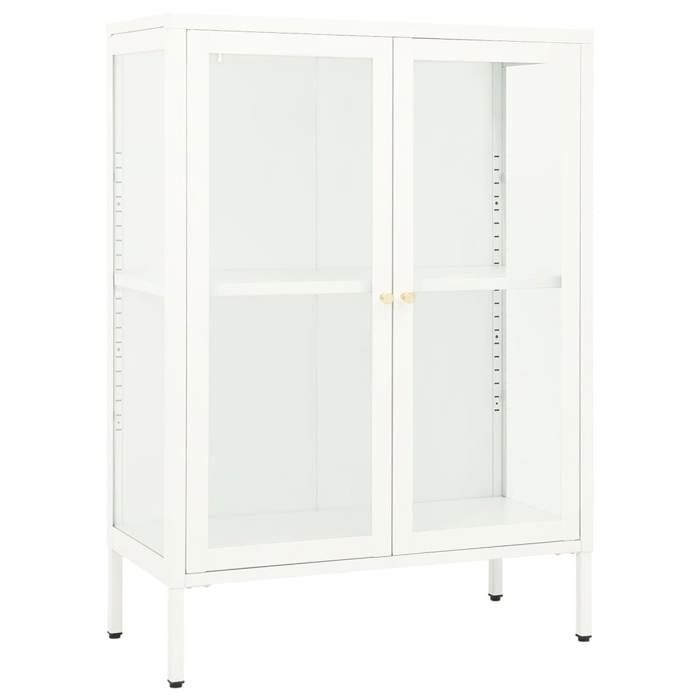 Buffet(1 pc) Commode Vaisselier Meuble Rangement Blanc 75x35x105 cm Acier et verre B7007