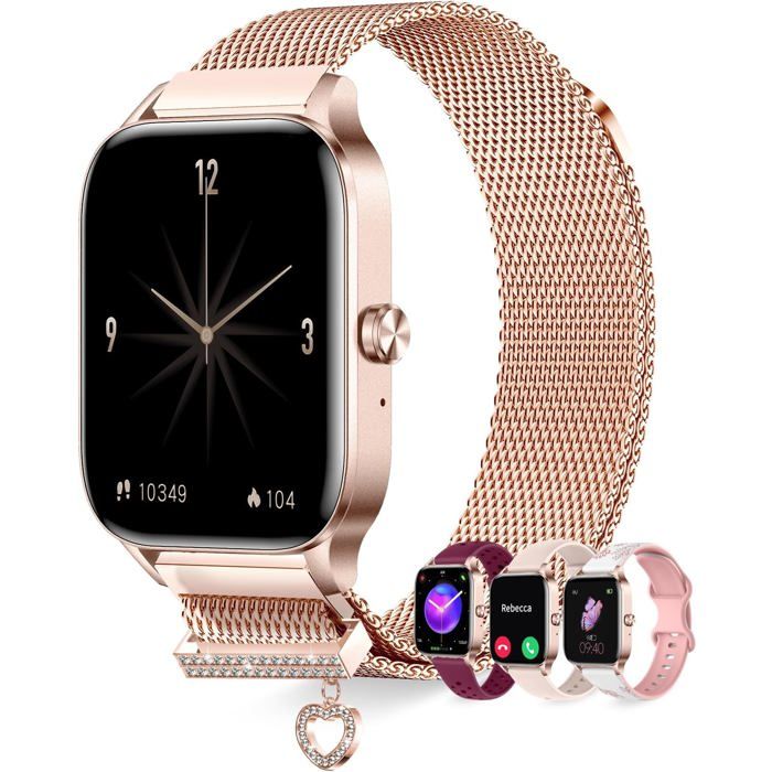 Montre Connectée Femme Avec Appel Bluetooth 4 Bracelets Smart Watch Pour Android Ios Smartwatch Avec Podometre Calories Somm[MB562]