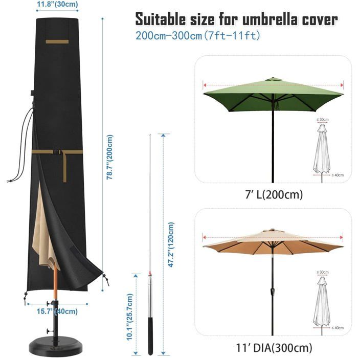 Housse Parasol Déporté Bache Parasol Deporte Housse de Protection pour