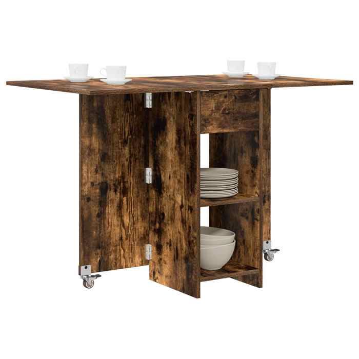 Les SoldesTable à dîner - Table de cuisine rectangulaire au style industriel - 115 x 70 x 75 cm - Bois dingénierie Chêne fumé qlu
