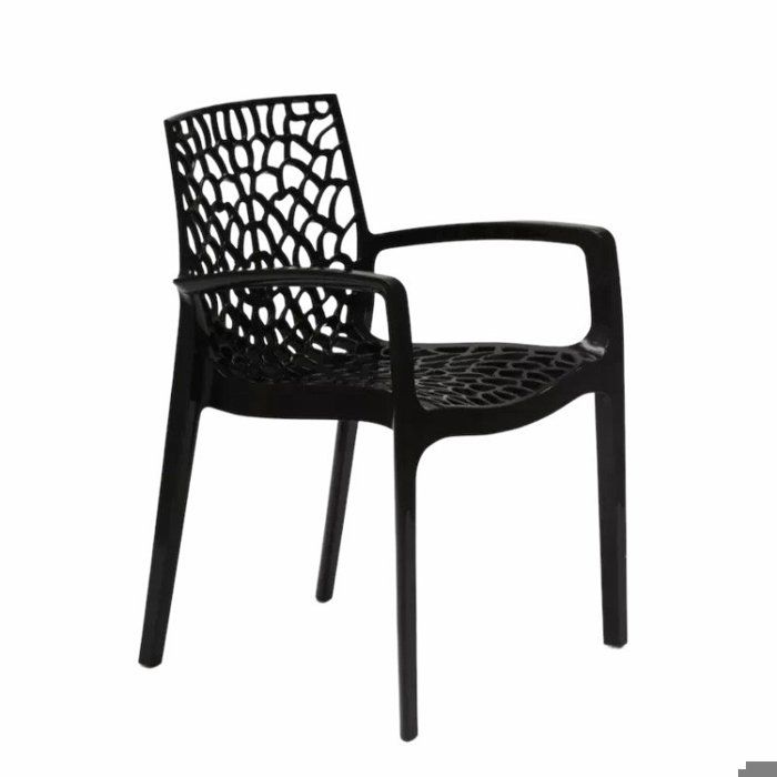 Chaise en Polypropylène avec Accoudoir Fauteuil Design pour Jardin Gruvyer Arm - Noir Chaise en Polypropylène avec Accoudoir Fauteuil Design pour Jardin Gruvyer Arm - Noir