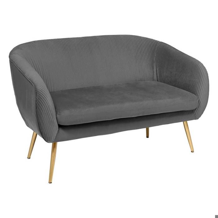 Banquette 2 places Solaro en velours 124x74cm gris - Atmosphera Créateur dintérieur Banquette 2 places Solaro en velours 124x74cm gris - Atmosphera Créateur dintérieur