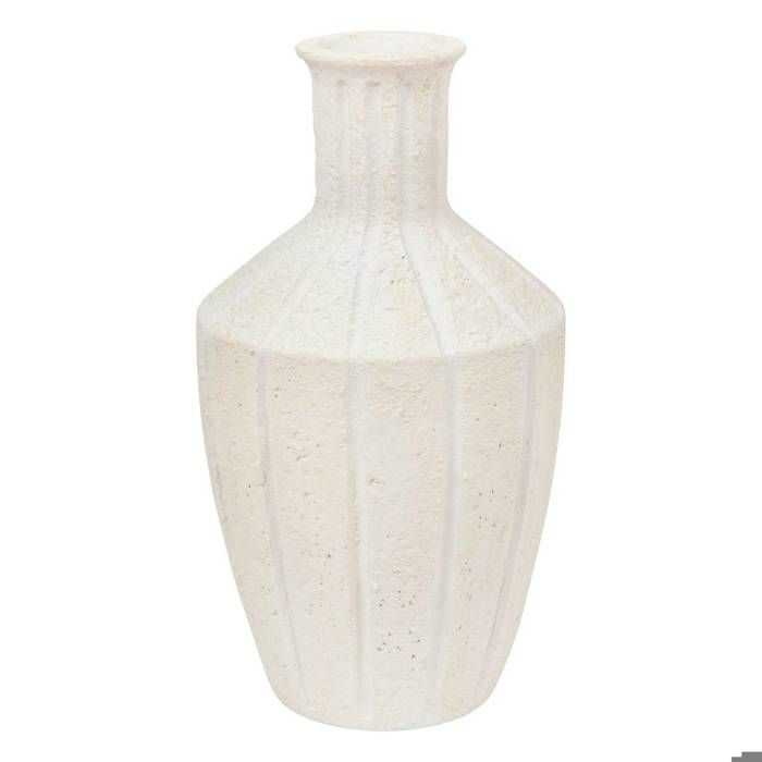 Vase Céramique Blanc/Argent °12X41 Cm