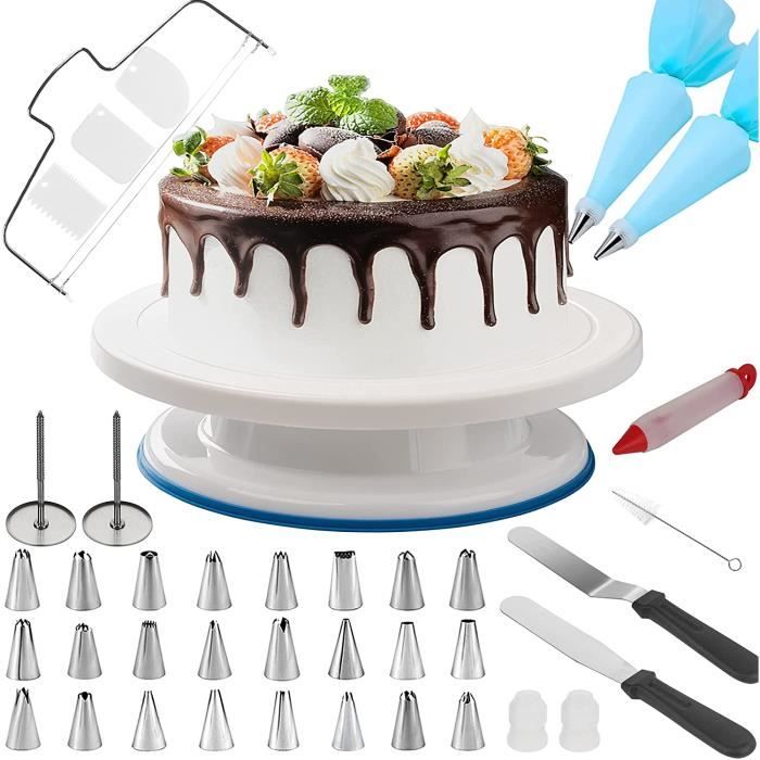 Kit de 64 accessoires de décoration de gâteau avec plateau tournant, 24  embouts