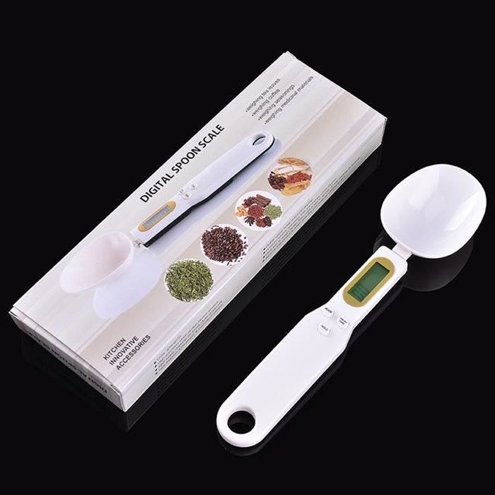 Balance cuillère électronique, balance de cuisine, balance alimentaire, blanc 500G / 0,1