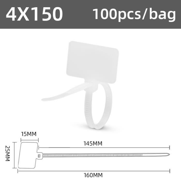 200 Pièces R Type Nylon Fil Serre-câbles Attaches En Plastique Fil Pince Collier De Serrage P Type Pinces 85550556