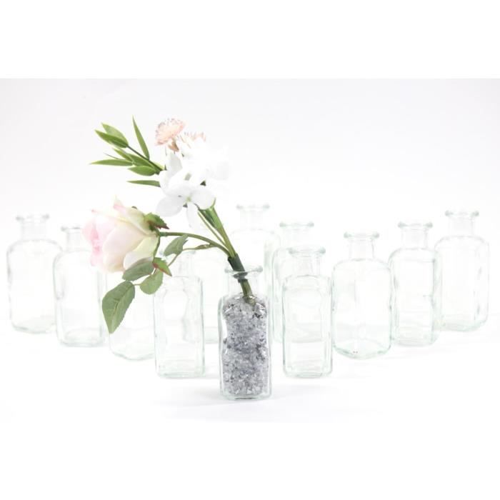 Lot De 20 Mini Vases En Verre Avec Corde De Jute - Petits Vases Décoration Mariage Anniversaire 40ml
