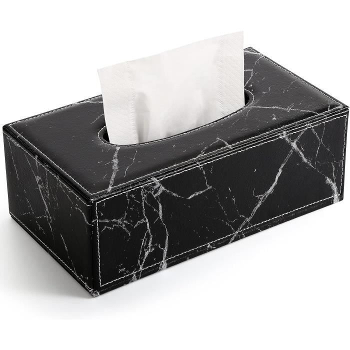 SUMTree Boîte à Mouchoirs En PU Cuir Rectangulaire - Distributeur 3 Compartiments - Organisateur Bureau Et Télécommandes - Rétro Fleur