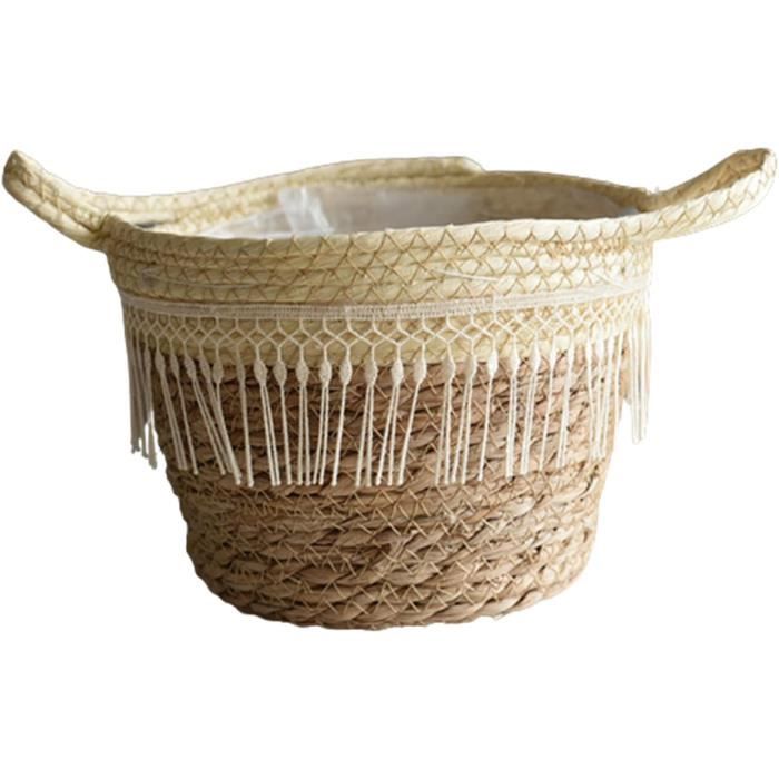 Lot De 2 Photophores En Rotin Tissé Jonc De Mer Naturel - Bougeoirs Décoratifs Rustiques Pour Table