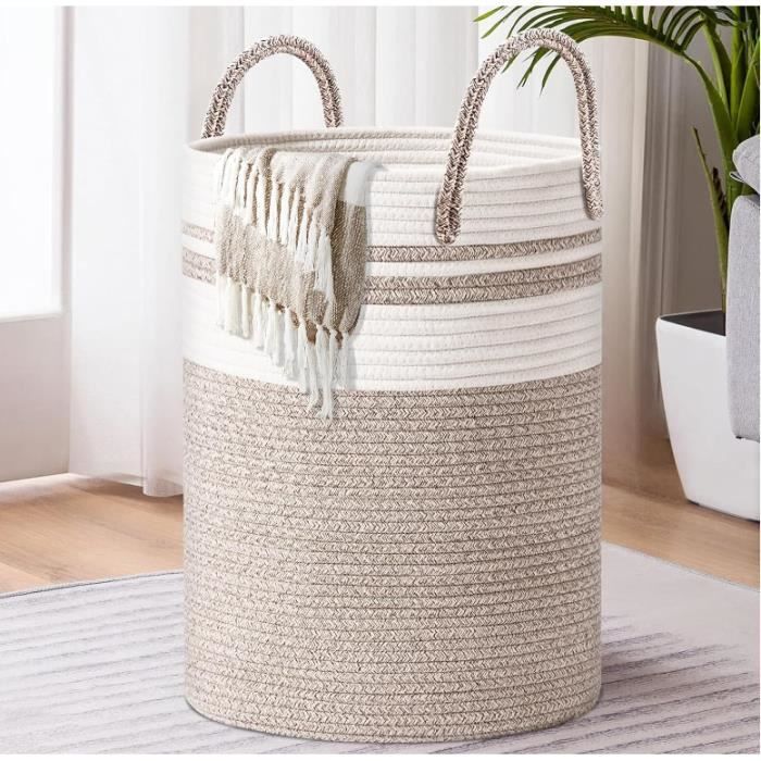 Panier à linge en tissu pliable, grand sac à linge en coton, panier de rangement pliable - Maison