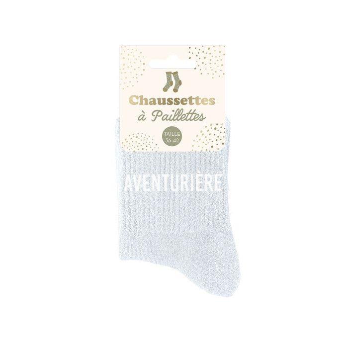 Chaussettes - STC - Aventurière - Paillettes - Gris - Taille 36-42 Chaussettes - STC - Aventurière - Paillettes - Gris - Taille 36-42