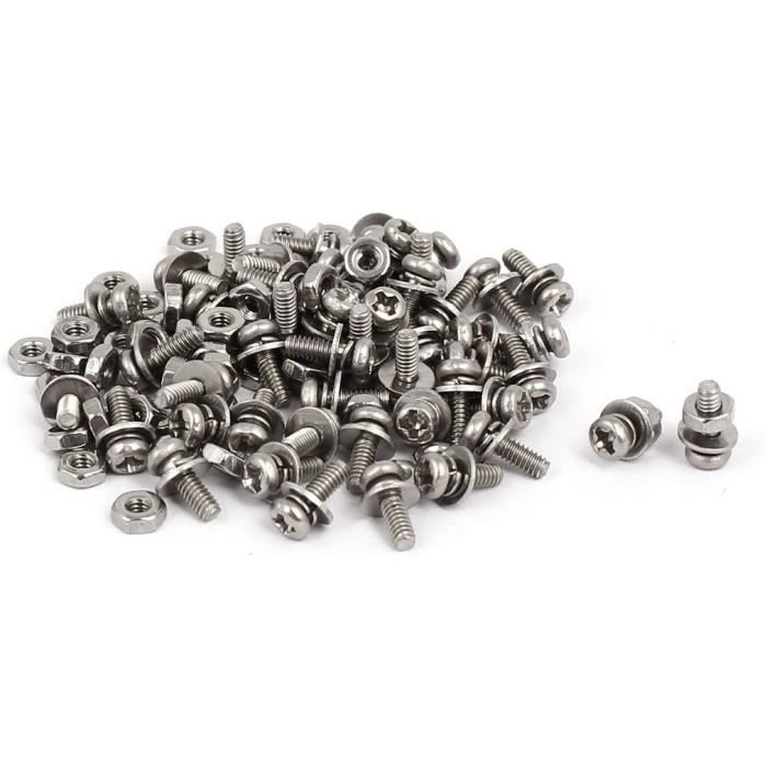 Lot De 25 Sets Boulons Inox 304 M3x25mm - Vis Cruciforme, écrous Et Rondelles - Uxcell