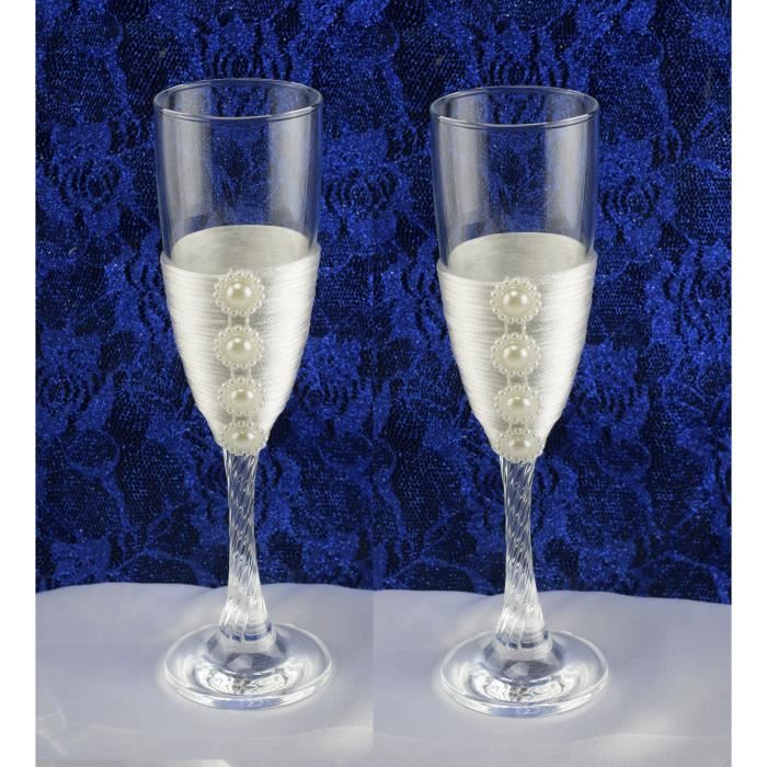 Les 2 Flûtes Verres à Champagne Décoration Table Mariage Fiançailles Fêtes Cdiscount Maison