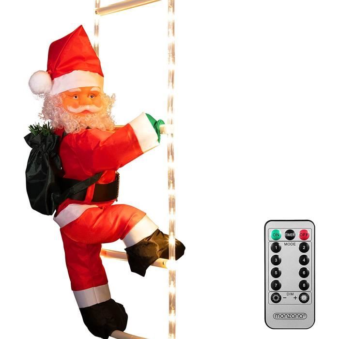 Père Noël grimpeur sur échelle illluminée 48 LEDs pour intérieur