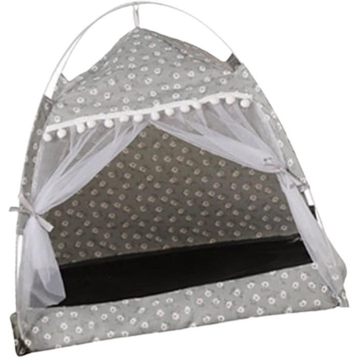 Tente Pour Chat / Niche - 40x40x38 Cm, Coussin Amovible Lavable, Intérieur/extérieur, Imperméable, Blanc Cassé