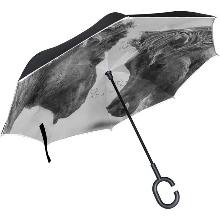 Parapluie inversé avec motif chat tigré amusant avec yeux
