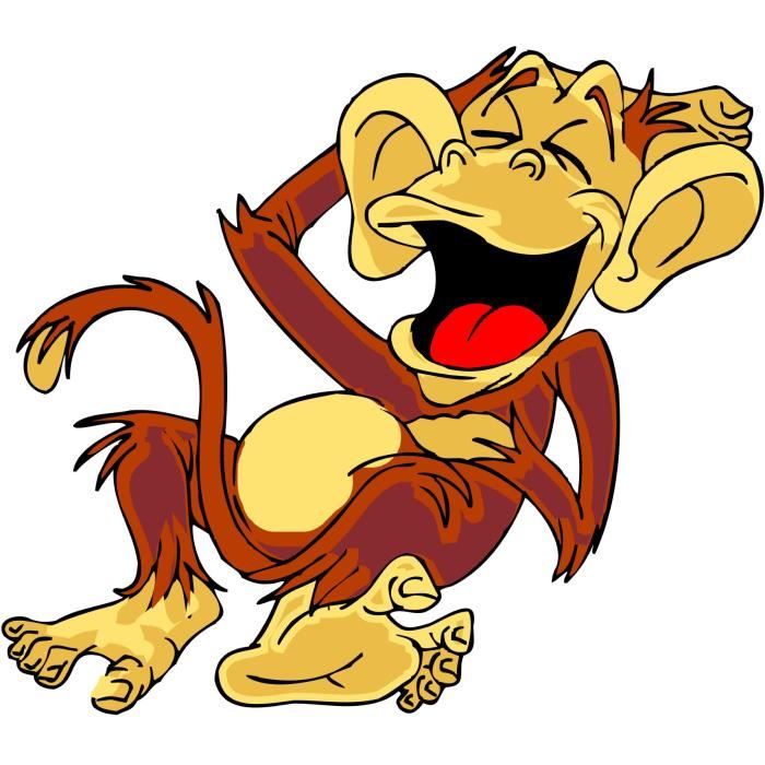 Sticker Mural Enfant Singe Mort De Rire Hauteur Hauteur 60cm Cdiscount Maison