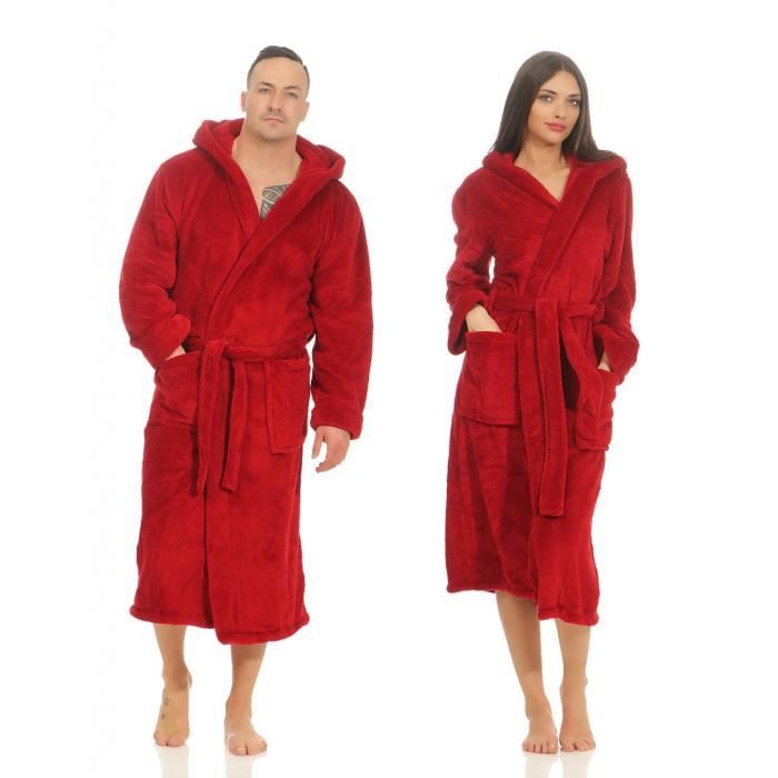 Femmes Hommes Robe de chambre capuche polaire tournant Robe De Chambre Peignoir sauna robe