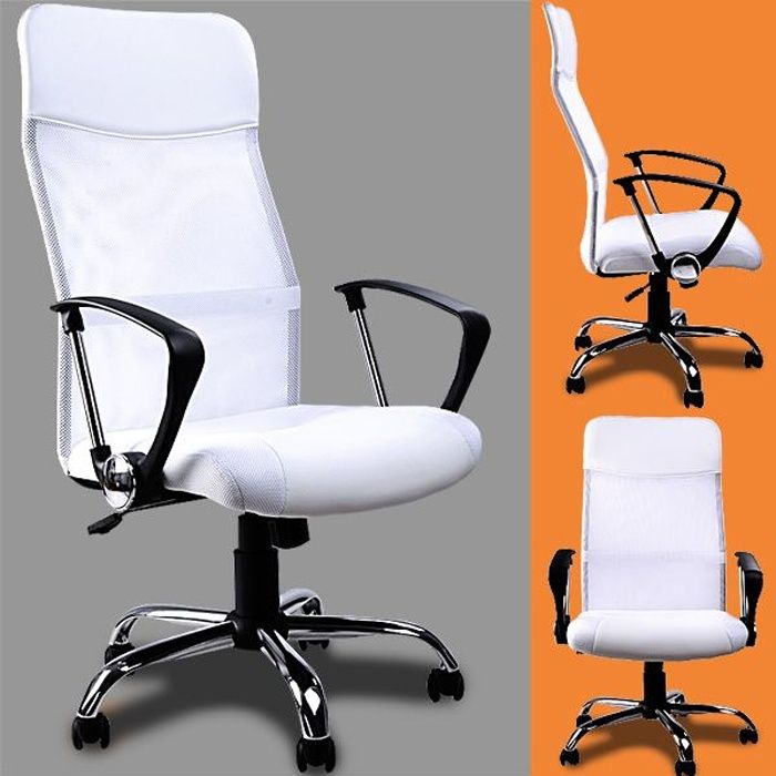 fauteuil de bureau blanc chaise de bureau siège ordinateur ergonomique rembourré dossier hauteur ajustable