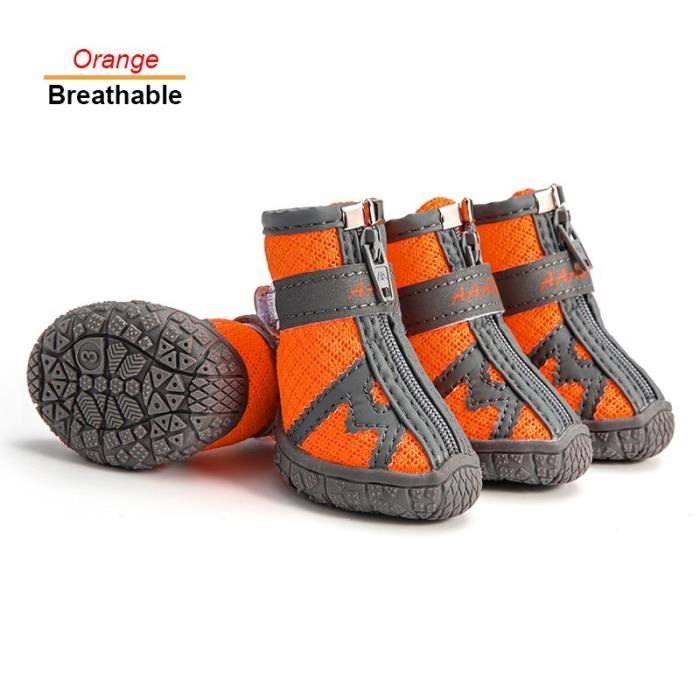 (Breathable-Orange / Size1)Chaussures de randonnée imperméables pour chiens bottes réfléchissantes pour chiens respirantes et anti