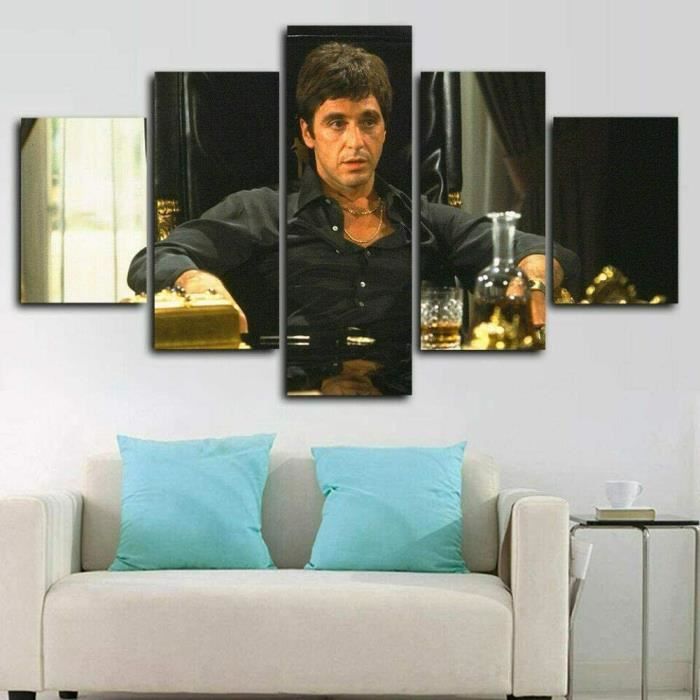 Toile Art Murale 4 Panneaux Scarface - Al Pacino Tony Montana - Décoration Cinéma