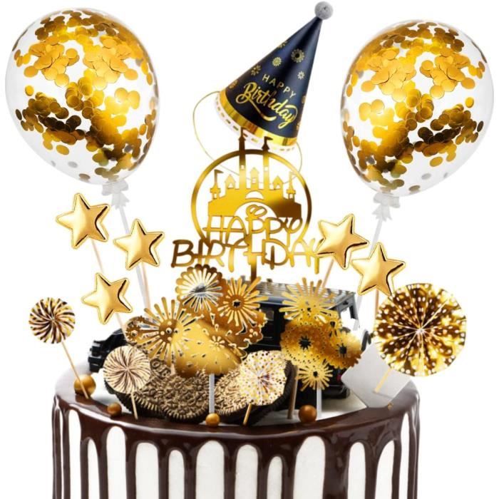 Joyeux anniversaire confettis gâteau ballon dessin animé ornement bricolage  Arts artisanat décoration mousseux ornement fête accessoire décoratif  Banquet 
