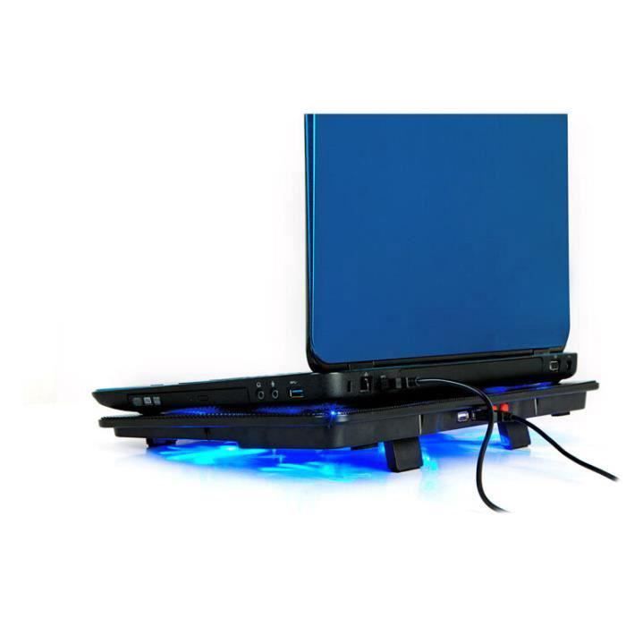 Yangers Ventilateur de refroidissement pour ordinateur portable Ultra silencieux Mat Support de table de bureau réglable avec 5 ventilateurs multiples LED pour ordinateur portable de 30,5 cm à 17. 