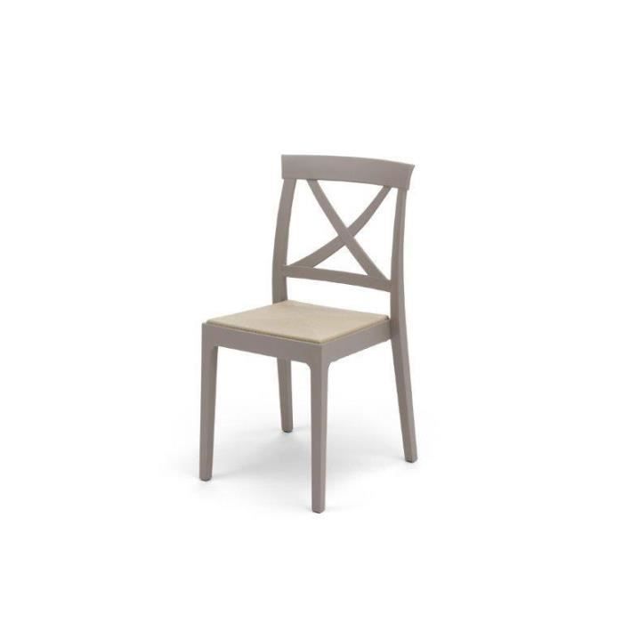 Chaise Artemide - Polypropylène - Assise en Fausse Paille - Couleur Taupe