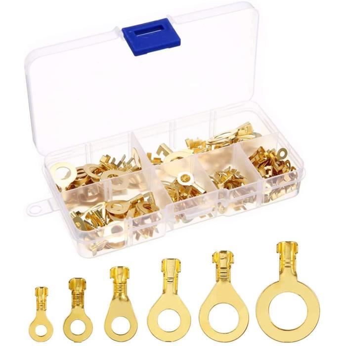 130 Cosses à Sertir - Cosses Tubulaires Cuivre Étamé - 25mm² à 6mm² - Pour Auto, Moto, Solaire