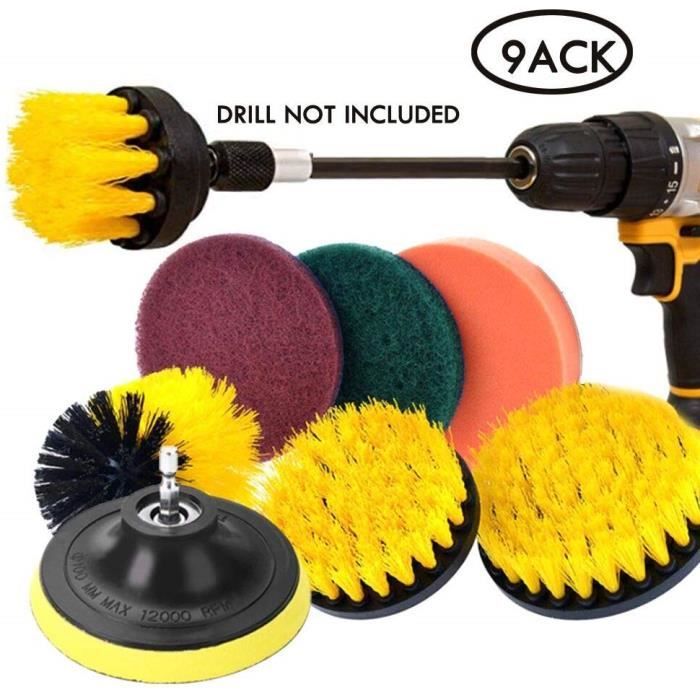 Brosses Pour Perceuse Salle De Bains Cuisine Nettoyage Fournitures Ménage Outil De Nettoyage 9 Pack