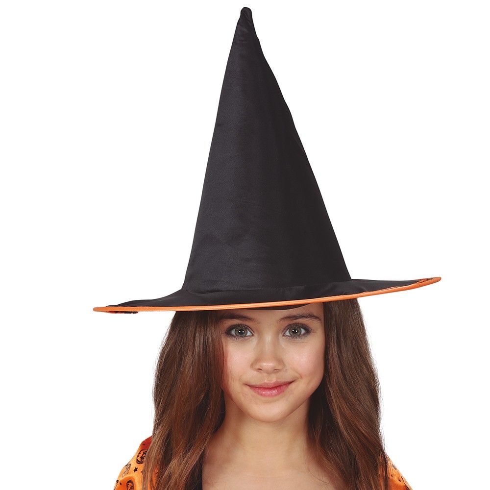 Accessoire de déguisement pour Halloween Chapeau de sorcière noir en satin pour enfant 