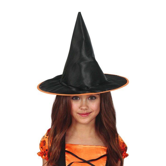 Accessoire de déguisement pour Halloween Chapeau de sorcière noir en satin pour enfant 