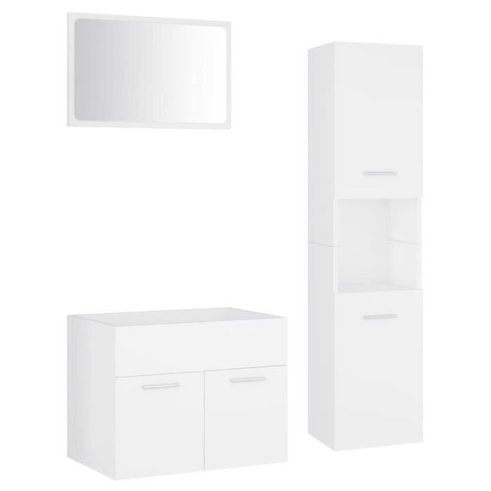 vidaXL Ensemble de meubles de salle de bain blanc bois dingénierie 3070955