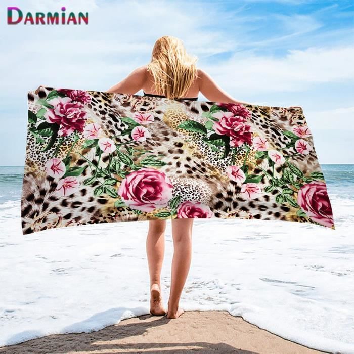 Serviette De Plage Pour Enfants,Serviette De Bain, Imprimé Léopard De Couleur 70 X 150 Cm 3D Serviette De Plage De Camping En Microfibre Pour Enfants, Adaptée À La Piscine Et Au Voyage