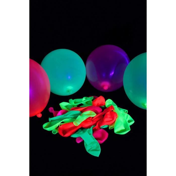 Lot De 100 Ballons Fluo - Spéciale Lumière Noire - 4 Couleurs