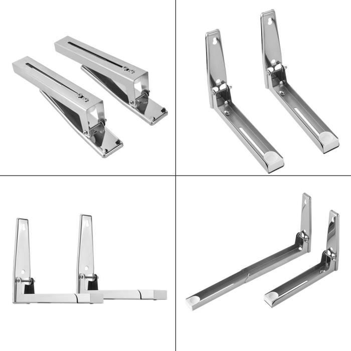ESTINK Étagère Murale pour Rack 2x Support de Four à Micro-ondes en Acier Inoxydable Cuisine Étagère Fixation Murale Extensible