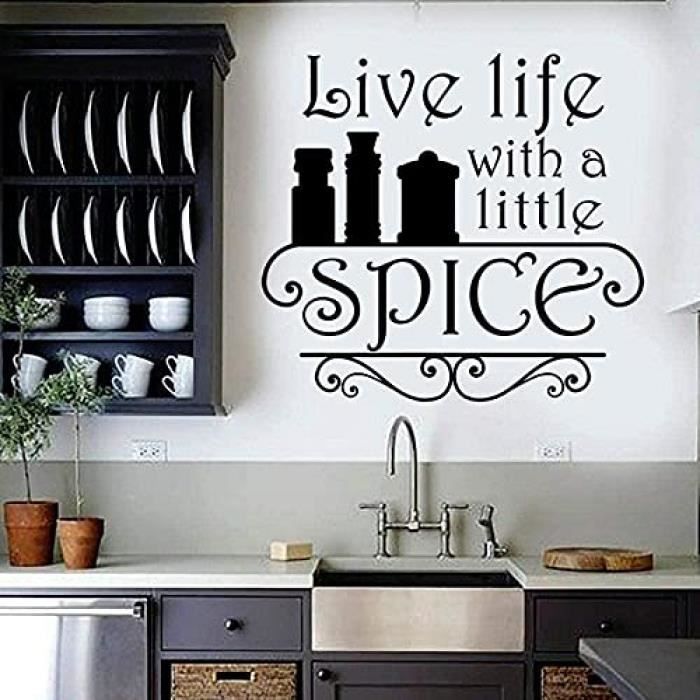 Sticker Cuisine Citation Epice Sticker Mural Amour Vie Citations Vinyle Sticker Decoration Salle A Manger Chef 42x45cm Cdiscount Maison