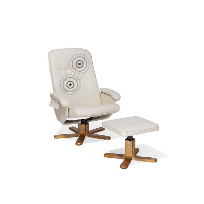 beliani - fauteuil massant et chauffant en simili-cuir beige relaxpro