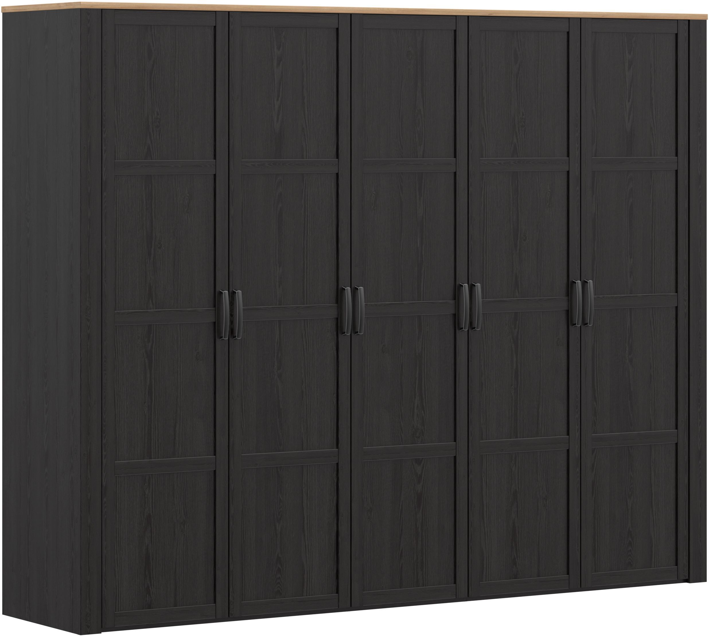 Armoire de chambre BOHOL Décor Chêne et 5 portes battantes L2656 x P596 x H214 cm
