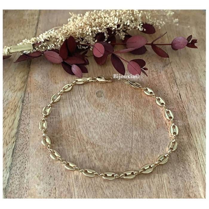 Bracelet - BIJOUXIA - Maille Grain de Café - Plaqué Or 18 carats - 21 5 cm - Mixte