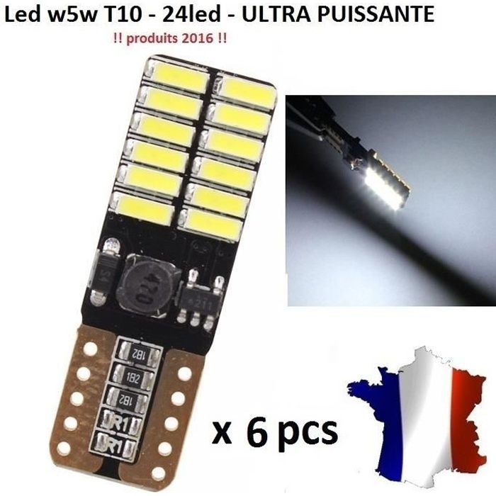 Ampoule led W5W T10 24 SMD ULTRALIGHT® blanc pour veilleuse auto