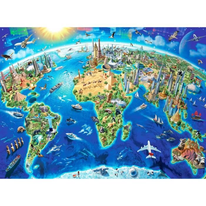 Puzzle 1000 Pièces Pour Adultes Enfants Carte Du Monde Puzzle 70 X 50Cm ...