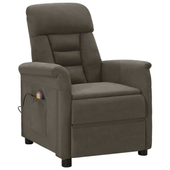 famirosa fauteuil inclinable de massage gris foncé similicuir daim-773