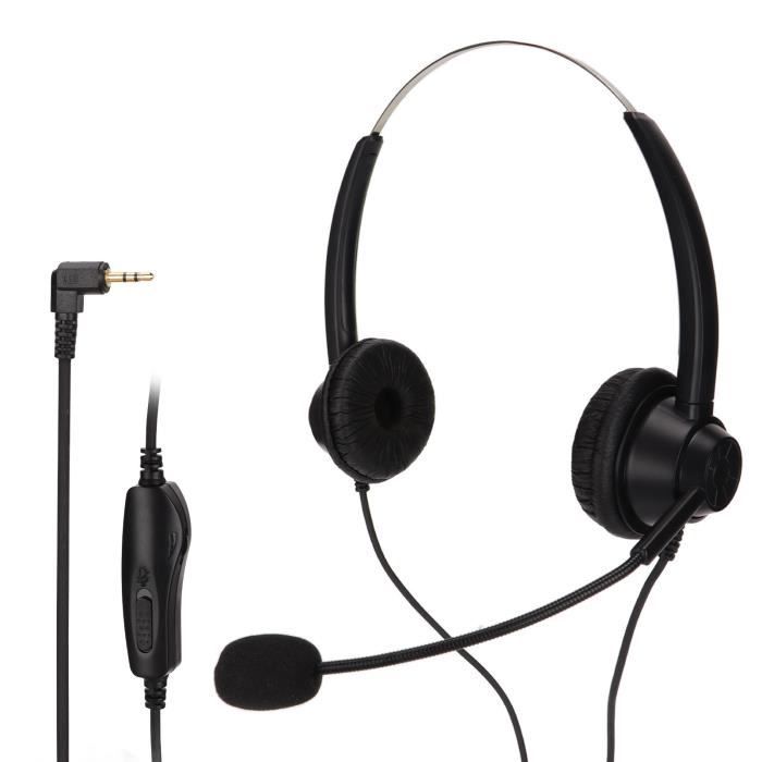 Casque Téléphonique Filaire Avec Jack 2,5 Mm - Micro Antibruit, Contrôle Volume, Léger (100g) - Pour Centres D'appels, Bureau