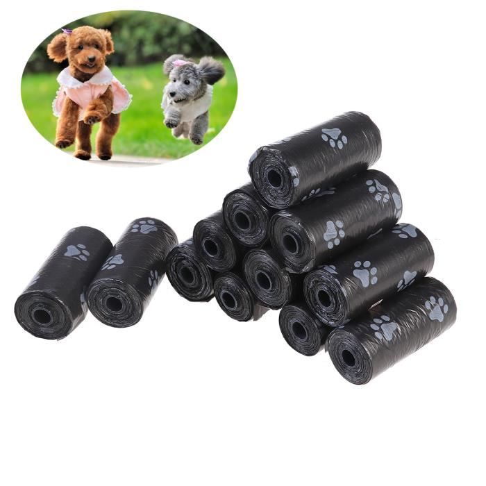 12 Rouleaux Sacs Degradable Chien Caca Sac à Déchets Pour Animaux De Compagnie Noir