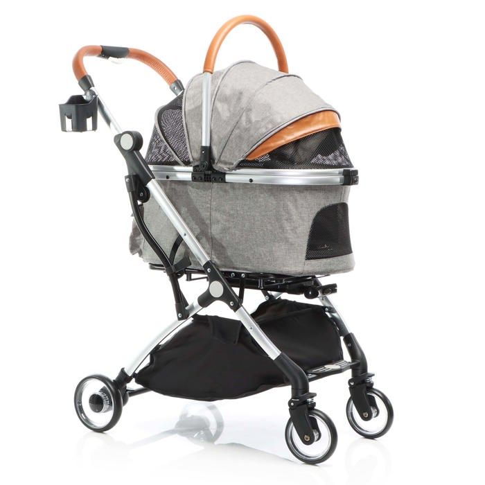 Comparer les prix de Fudajo Poussette pliable pour chiens 2en1 Buggy gris pour petits animaux Rack Panier de transport