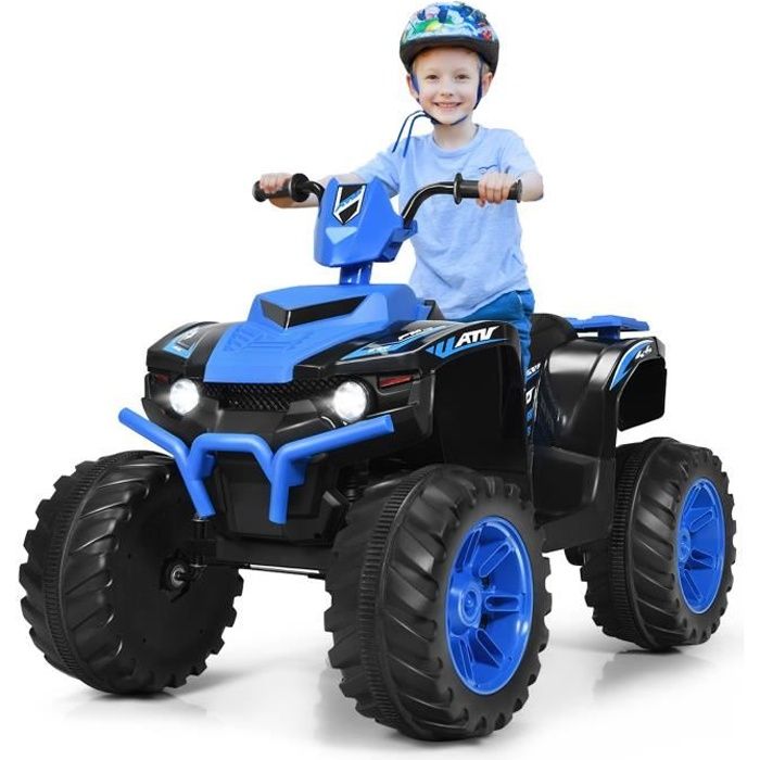 GOPLUS  Quand &Eacute;lectrique pour Enfant 3-7 Ans avec 2 Vitesses 28-5 km/h PhareKlaxon et MP3D&eacute;marrage Lent Bleu 